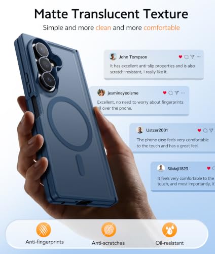 Image of FNTCASE for Samsung Galaxy Z Fold 7 Case: Galaxy Z Fold 8 Ultra Case [Hinge Protection + Screen Protector] [Fit for Magsafe] Military Grade Drop Protective, Translucent Matte Phone Cover - Blue