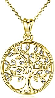 CELESTIA Tree of Life Necklace Womens 925 Sterling Silver Family Bond Life Tree Pendant with Chain, Gifts for Mother Grandma Sister Daughter