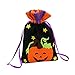 Produktbild Dylandy Kordelzug Tasche Seil Sack Halloween gebürstetes Tuch Cartoon Muster wiederverwendbare Geschenktasche Paket Aufbewahrungstasche Spielzeug Kosmetik Kleidung Reise Kinder, Pumpkin Lamp, 15*26CM