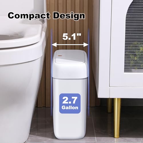 funest bathroom small trash can with lid10l  27 gallon slim garbage bin wastebasket with press top lid for bedroomrvofficekitchencraft room