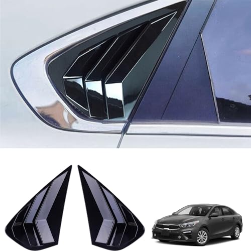 Xhfarce for Kia Forte 2019-2024 Sport Style Rear Side Window Louvers Air Vent Shades Panel Cover Car Exterior Decoration Accessories 2PCS for Kia Forte 2019 2020 2021 2022 2023 2024?Bright Black?