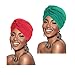 Yean 2 piezas de turbantes africanos rojo suave diadema preatado nudo gorro gorro de algodón para mujeres y niñas