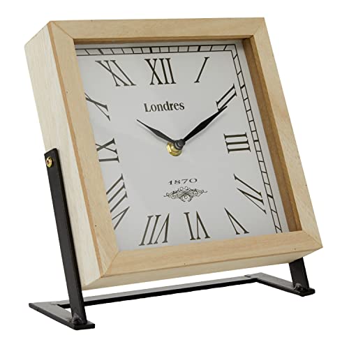 Deco 79 Farmhouse Wood Square Clock, 9" X 4" X 9", Brown #TOP19