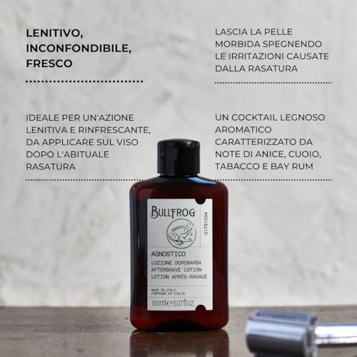 Bullfrog - Agnostico Dopobarba: Dopobarba Rinfrescante E Lenitivo Con 92% Ingredienti Naturali, Fragranza Legnosa E Aromatica, Azione Tonificante E Comfort Prolungato, 150 Ml - 3