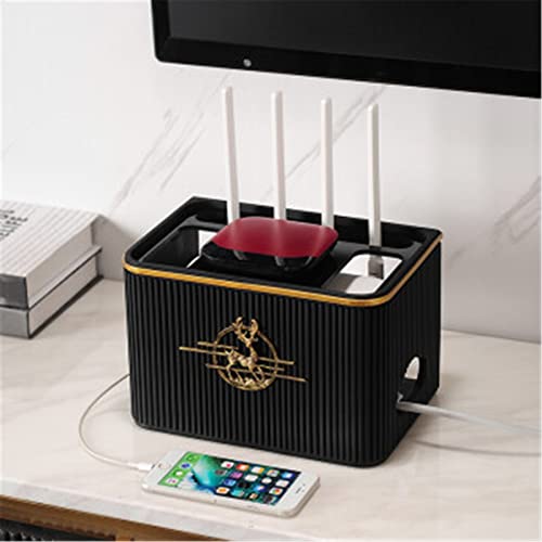 WiFiルーター収納 ルーター収納ボックスデスクトップクリエイティブ テレビセットトップボックス テレビキャビネットソケットアウトレットブロックラックラック(Black,XL)