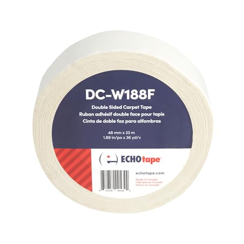 Image of ECHOtape DC-W188F | Double-Sided Carpet Tape | Double-Sided Adhesive Tape for Carpet | Removable Carpet Tape | Temporary Hold Tape for Hardwood Floors, Tile | 1.89 in x 36 yds