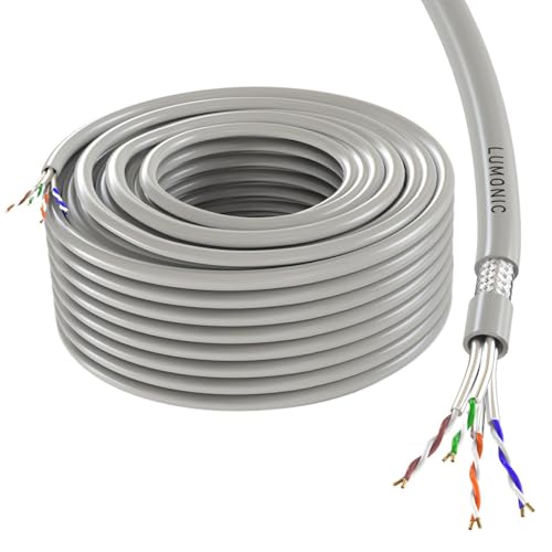 Lumonic LAN Netzwerkkabel 50m | LAN Kabel CAT6 S/FTP | Verlegekabel 4X 2X AWG24/1 (starr) | 250MHz 10 Gbit/s Ethernet