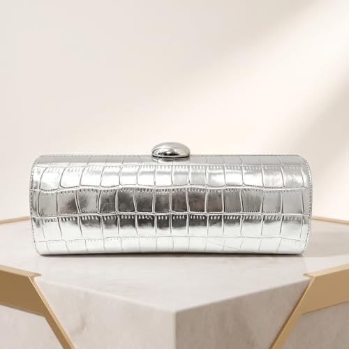 Image of Women Vegan Leather Evening Handbag Crocodile Pattern Handle Clutch Purse Cross Body Envelope Bag