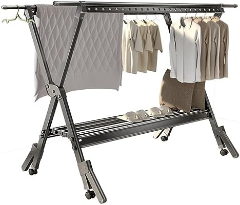 Foldable Space-Saving Clothes Rack Floor-Standing Clothes Rack Tripod,Clothes Drying Rack Tripod Portable Foldable Space Saving Laundry Drying Rack，Collapsible Laundry Drying Rack with Wheel
