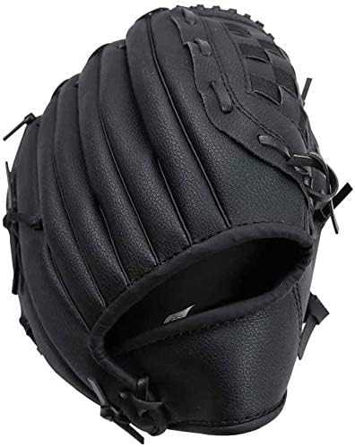 WEIYON Baseball Glove with Baseball Catcher's Mitt PU Leather Left Hand Gloves 10.5/11.5/12.5 for Kids Youth Adult [Right Hand Throw] (Black, 11.5)