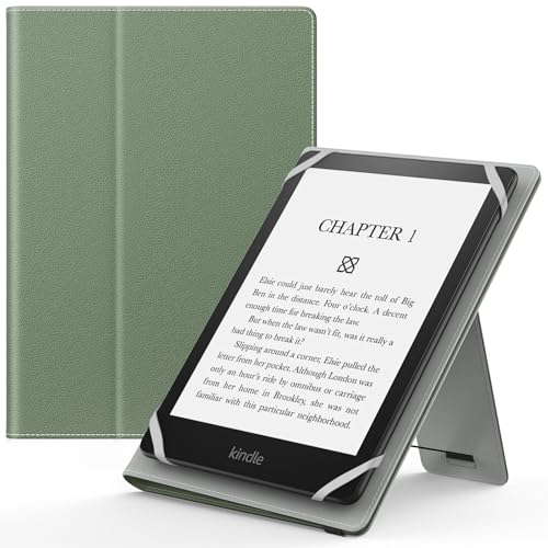 MoKo Étui Universel pour 6" 6.8" 7" Kindle eReaders Fire Tablette - Kindle/Kobo/Voyaga/Lenovo/Sony Kindle E-Book E-Reader Tablette, Coque en PU avec Support Réglable et Dragonne, Céladon