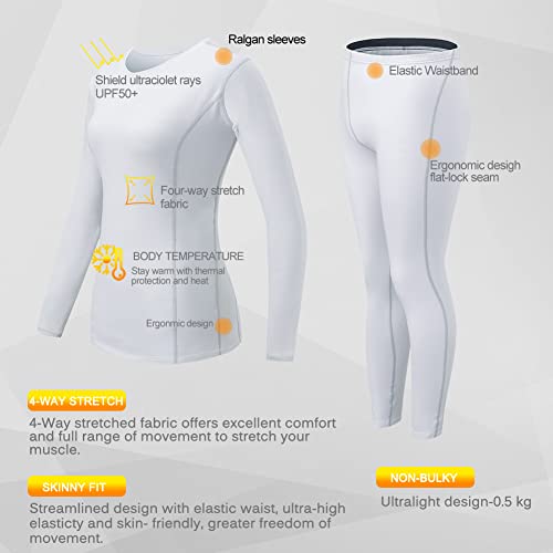Meethoo Thermal Underwear For Women, Winter Warm Base Layer Compression Set, Fleece Lined Long Johns Running Skiing #TOP1