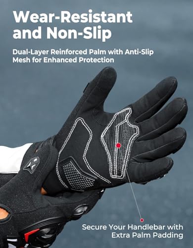 KEMIMOTO Motorcycle Gloves for Men, Touchscreen Cycling