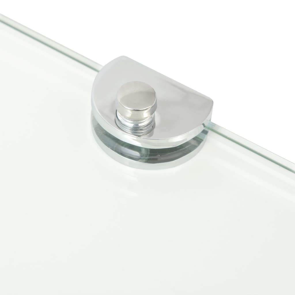 Tomostar Étagère d'angle en Verre Trempé, Étagère Salle de Bain Murale ave Supports chromés Verre Transparent 25 x 25 cm