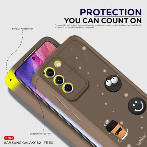 Image of AESTMO Back Case Cover for Samsung S21 FE 5G Cover | Cute Fun Cartoon 3D Ball | Coffee Silicone Case | Full Body Protection | Camera Protection Back Cover for Samsung S21 FE 5G (Brown)