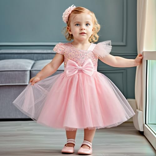 HNXDYY Baby Girl Party Tutu Dress Toddler Girl Sequins Wedding Pageant Ball Gown3