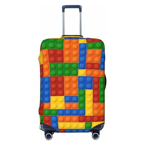 Worltoldb Building Blocks Travel Luggage Cover Polyester Suitcase Protector Washable Baggage Covers Fits 18-21 Inch