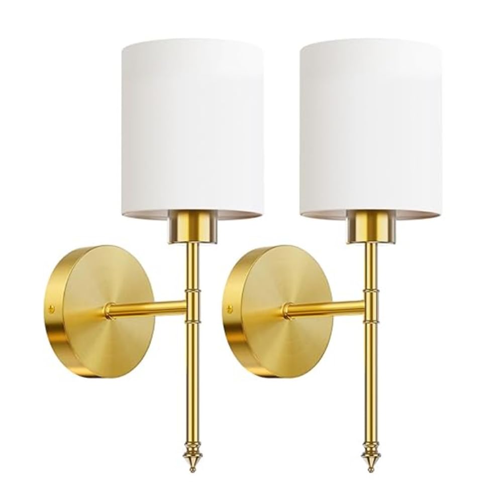 FZQSXAZU Vintage Wall Lamp with Fabric Shade, Indoor Modern Light, E27 Socket, Industrial Bedside Lighting for Hallway and Bedroom, Metal Structure