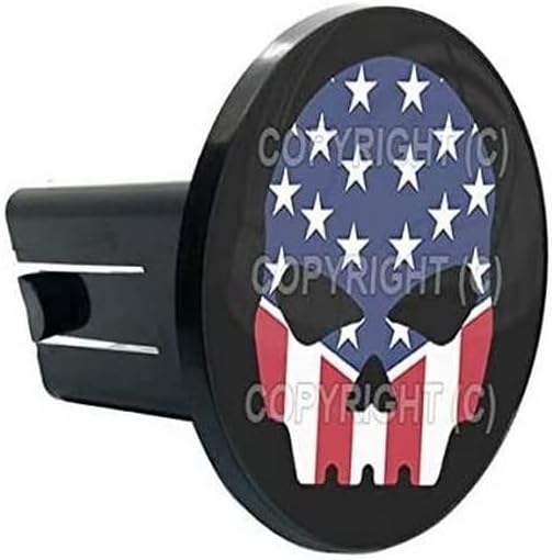 Universal Class 2 3 Tow Hitch Receiver Insert Cover Plug for USA Skull G B 7N0 Model-PYT-8888-3626
