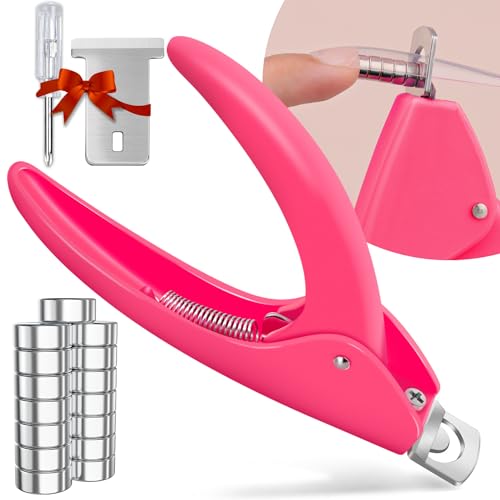 Pink Nail Clippers Acrylic Nail Cutter with Magnet Sizers for Nail Tips