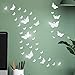 Foonii 36 Stück Schmetterling Deko, 3D DIY Spiegel Schmetterlinge Wanddeko Schmetterling Aufkleber Wand Aufkleber Wohnzimmer Wandaufkleber Schmetterlinge Schlafzimmer für Büro Wohnkultur(Silber）