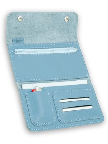 Portatabacco in Vera Pelle Made in Italy – Astuccio per Tabacco con Tasche per Cartine, Filtri e Accendino
