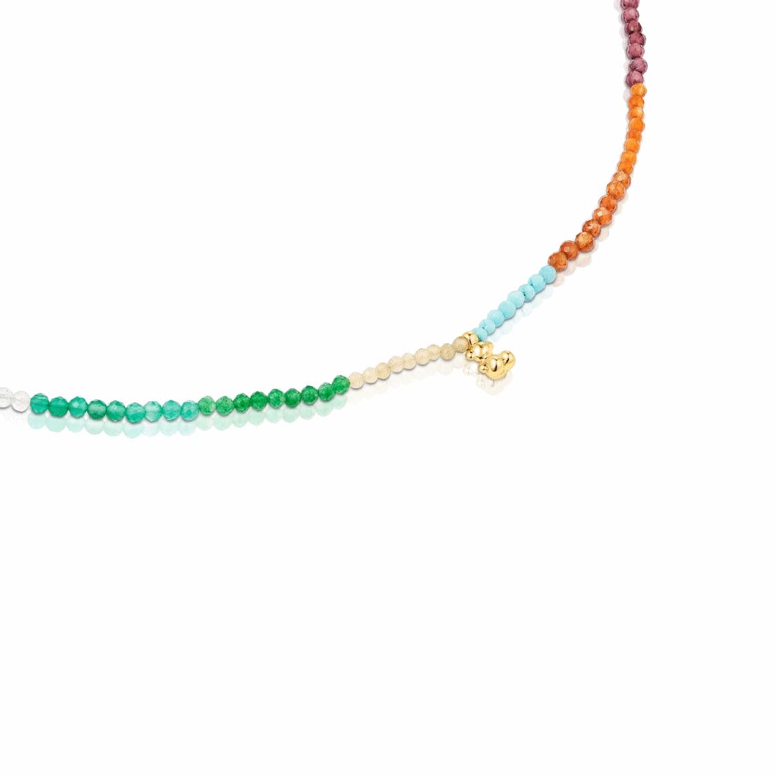 TOUS Collar de Gemas y Oso con Baño de Oro 18Kt sobre Plata de Primera Ley para Mujer de 5.35mm, Versatil y Combinable, Colección Bold Bear