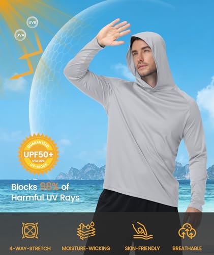 ZITY Sun Hoodie Mens Hooded UPF 50+ Long Sleeve UV Protection Shirts for Men Fishing Shirts for Men with Hood Mens Shirts 3 Pack — view 3