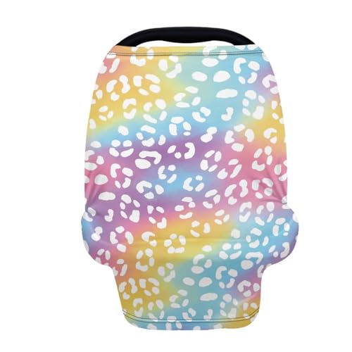 Image of Forchrinse Colourful Leopard Print Car Seat Cover Stretchy Breastfeeding Nursing Cover Soft Multi Use Cover for Shopping Cart /High Chair /Stroller