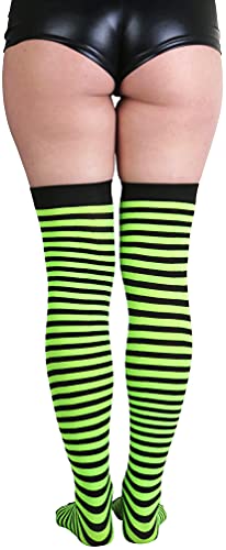 Image of ToBeInStyle Women's Opaque Hosiery Thin Striped Thigh High Long Stocking