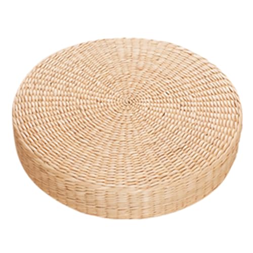 Washranp Tatami Floor Pillow Round Floor Cushions,Straw Weave Handmade Floor Pillows for Adults,Tatami Cushion Breathable Floor Pillows for Sitting Outdoor Seat (Dia: 17.3\") 40cm