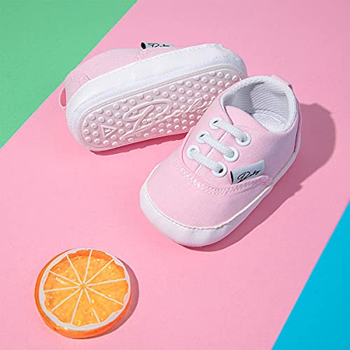Image of Infant Baby Boys Girls Canvas Sneaker Toddler Slip On Anti Skid Newborn First Walkers Candy Shoes for 0-18 Months
