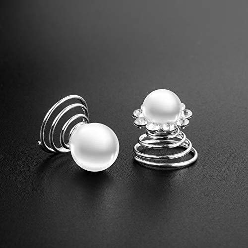 40 Pieces Rhinestone Crystal Twisters Set Spiral Hair Pins Silver Coils Rhinestone Spiral Hair Jewelry Crystal Clip Accessories for Wedding Bridal Prom, 8 Styles - Thumbnail 7