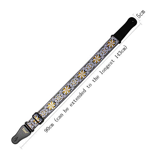 KOCAN GS-02 Sangles de guitare réglables pour broderie pour accessoires guitares électriques acoustiques, jaune,sangle de guitare acoustique - Les Beatles, Paul McCartney, John Lennon, RIngo Starr, George Harrison KOCAN GS-02 Sangles de guitare réglables pour broderie pour accessoires guitares électriques acoustiques, jaune,sangle de guitare acoustique – Image 5