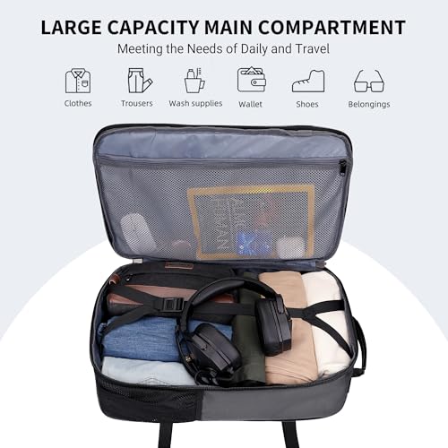 Image of WITZMAN Travel Backpack for Men 45L Convertible Bag Fits 17 inch Laptop | Large Nylon Carry on Luggage Bag, 3 in 1 Laptop Backpack Airline Approved, For Weekend Getaway, Overnight Trip, B688 Grey