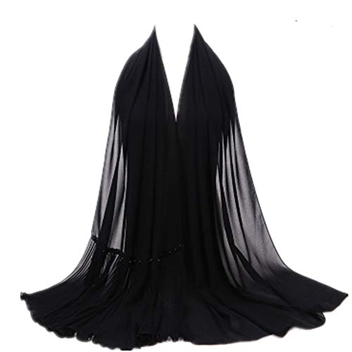 Muslim Wrinkles Pearl Chiffon Hijab Head Scarf Women Solid Bubble Wrap Shawls Long Hejab Shawls (2)