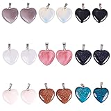 PandaHall Edelsteine Anhänger Chakra Perlen Sortierte Farbe, 20~22x20~21x5~8mm, Platino Latón Piedra, Gema