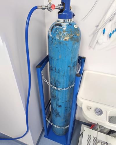 Cylinder Tank Holder Steel E Cylinder Oxygen Tank Holder, Gas Cylinder Rack Stand Mount Floor, Homes/Clinics Metal Canister Stand for 40 L, Freestanding Bottle Shelf (27cm 10.6in 35cm 13.7in Wide)
