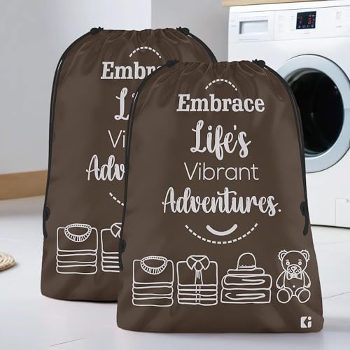 Image of Kuber Industries Pack of 2 Cloth Storage Bag | Non-Woven Storage Organizer | Travel Pouches | Cloth Carrying Bag | Garments Cover for Laundry | Storage Organizer Bag for Clothing | Large | Brown