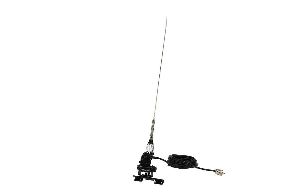 KILO-50V-KIT2 Antena movil con muelle y conector PL MACHO VHF 136-174 Mhz + soporte vehículo SP100 + cable antena BA55M