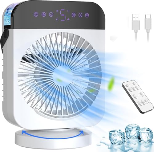 Air Conditioner Portable, Mini Portable Ac Fan With 4 Speeds, 70° Oscillating, 2 Levels Spray & 12h...