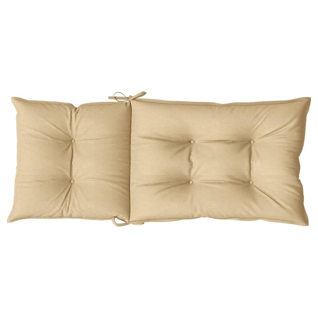 Cuscini sedia schiena alta beige mélange 120x50x7 cm tessuto poliestere imbottitura fibra cava PP 4 pezzi con laccetti elastici antiscivolo per giardino interno ufficio comfort ergonomico