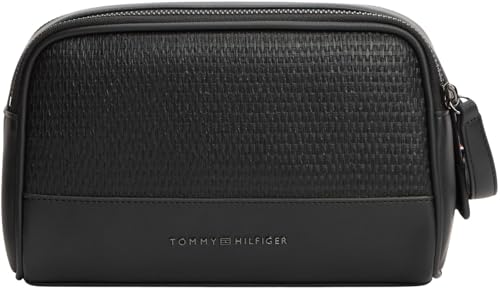 Tommy Hilfiger Herren Th Woven Wash Bag Am0am14098 Kulturbeutel, Black (Black)