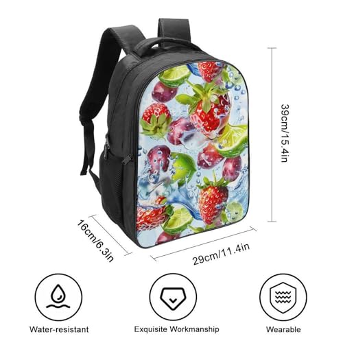 3D Fruits in Water Funny 16 Inch Backpack for Men Women Casual Daypack with 2 Compartment for Travel Work2