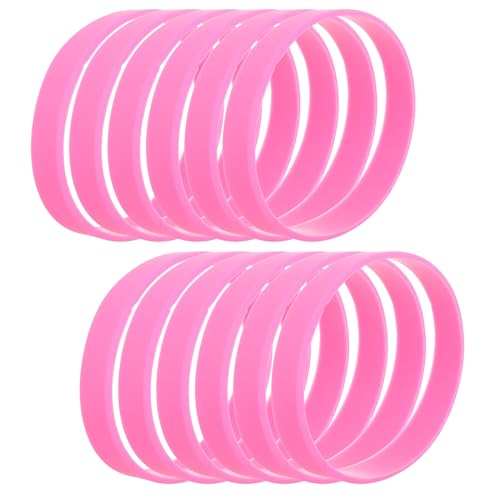 Operitacx Pulseras de Silicona Elásticas 60 Unidades Color Sólido Rosa, Accesorio Unisex para Eventos Deportivos, Fiestas y Uso Escolar, Pulseras Deportivas Cómodas y Flexibles para