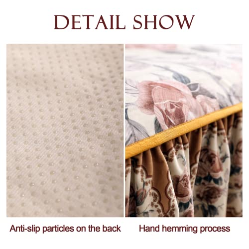 Patdrea Floral Sofa Covers With Ruffles Velvet Non Slip Couch Cover Soft Comfy Sofa Slipcover For Kids, Pets, Furniture Protector 30" X 59" With 6" Ruffles #TOP2