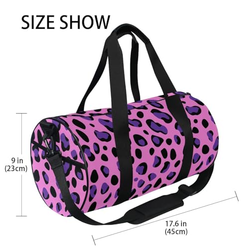 Duffel Bag for Sports Gyms and Weekend Large Capacity Dufflebag for Men and Women, Leopard Print Purple Duffel Bag 17.6 Inches Gym Bag for Travel4