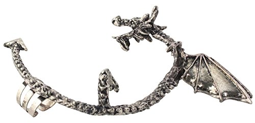 Gothic Earring Classic Dragon Ear Wrap Cuff Earring Punk Rock Left Ear (antique silver)
