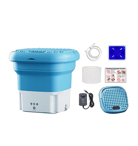 Mini Machine à Laver Pliable 6L 12V Wrneaoch - Stérilisation Lumière Bleue, Pour Sous-vêtements, Chaussettes, Camping, étudiants, Portable