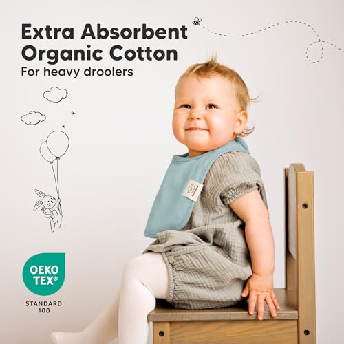 Image of 8-Pack Organic Baby Bibs for Boys, Girls - Soft Cotton Drooling and Teething Bibs for Baby Girl & Boy, Extra Absorbent, Easy to Clean & Put On for Toddler, Newborn, Infant 0-24 Months (Muted Pastel)